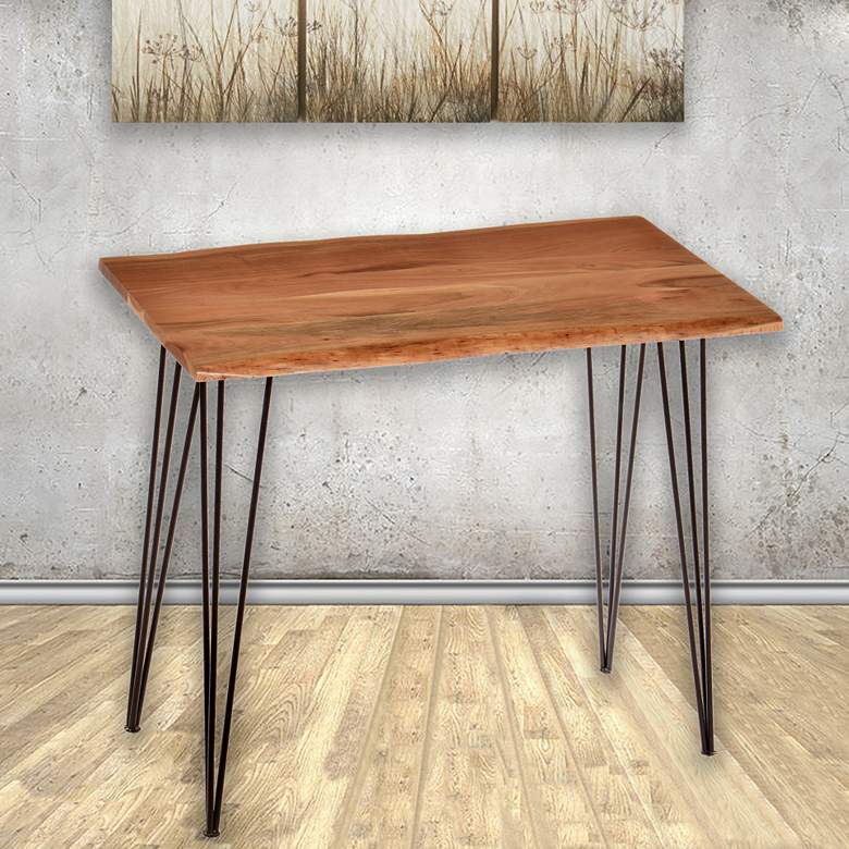 Image 1 Suri 42" Wide Natural Wood and Black Metal Bar Table