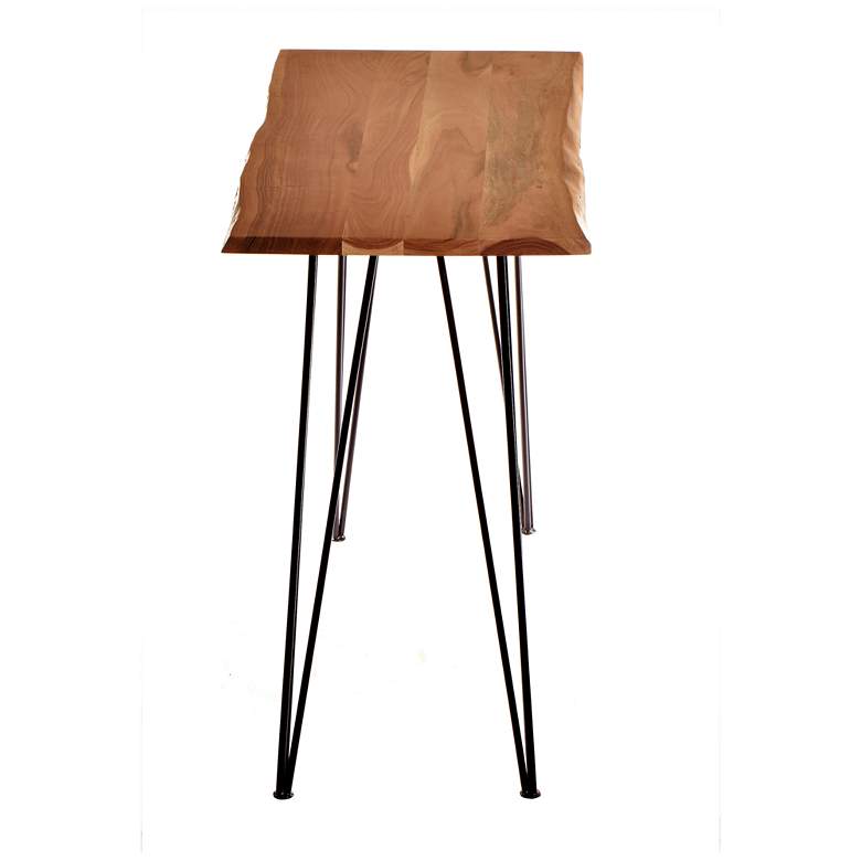 Image 3 Suri 42" Wide Natural Wood and Black Metal Bar Table more views