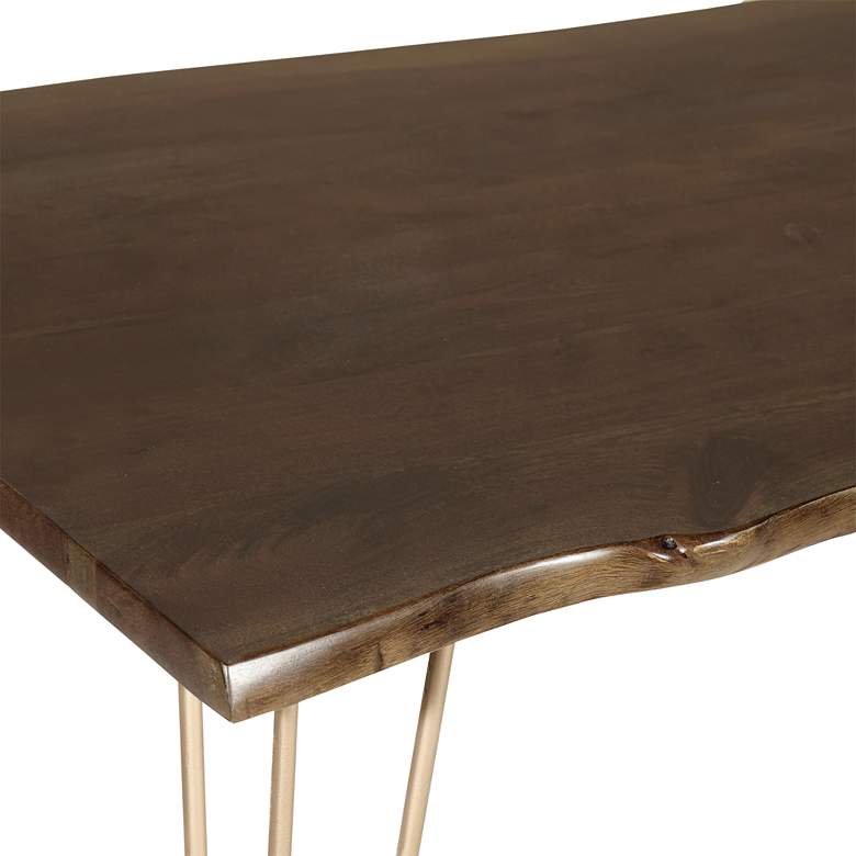 Image 2 Suri 48 inch Wide Elm Wood Gold Metal Rectangular Dining Table more views