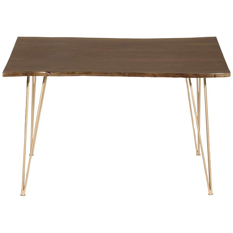Image 3 Suri 48" Wide Elm Wood Gold Metal Rectangular Dining Table more views