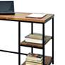 Suri 71" Wide Metal and Chestnut Wood 2-Shelf Desk