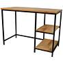 Suri 71" Wide Natural Wood and Black 2-Shelf Desk