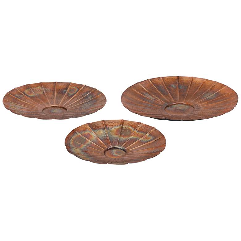 Image 1 Suri Copper Metal Wall Art Charger Plates - Set of 3