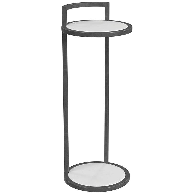 Image 2 Surrey 10" Wide Black Steel and White Marble Scatter Table