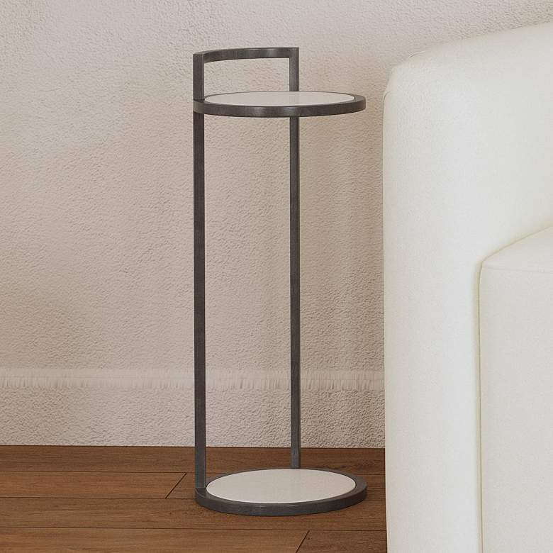 Image 1 Surrey 10" Wide Black Steel and White Marble Scatter Table