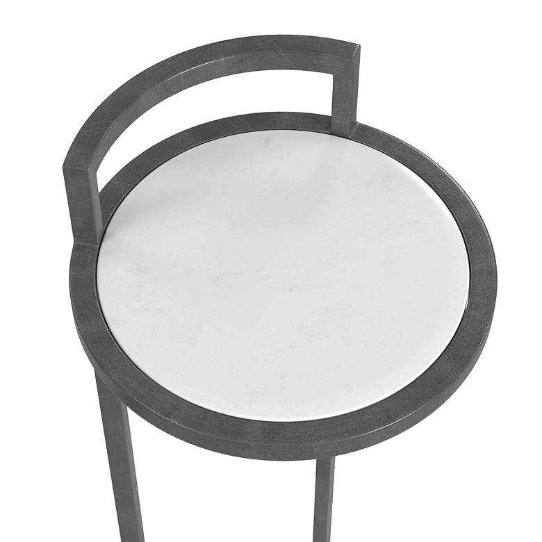 Image 3 Surrey 10" Wide Black Steel and White Marble Scatter Table more views