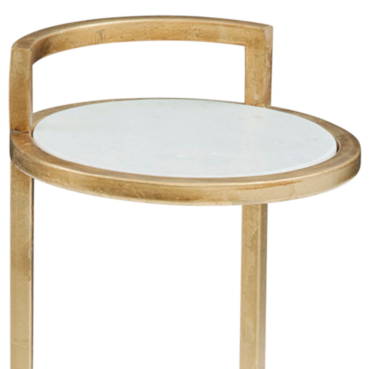 Image 2 Surrey 10" Wide Gold Leaf and White Marble Scatter Table more views