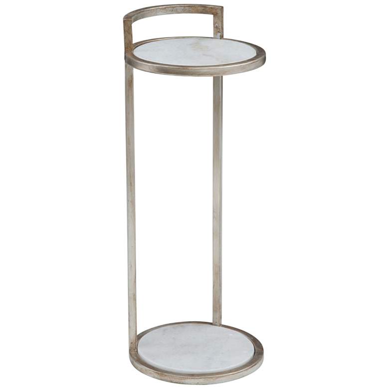 Image 1 Surrey 10" Wide Silver Steel and White Marble Scatter Table