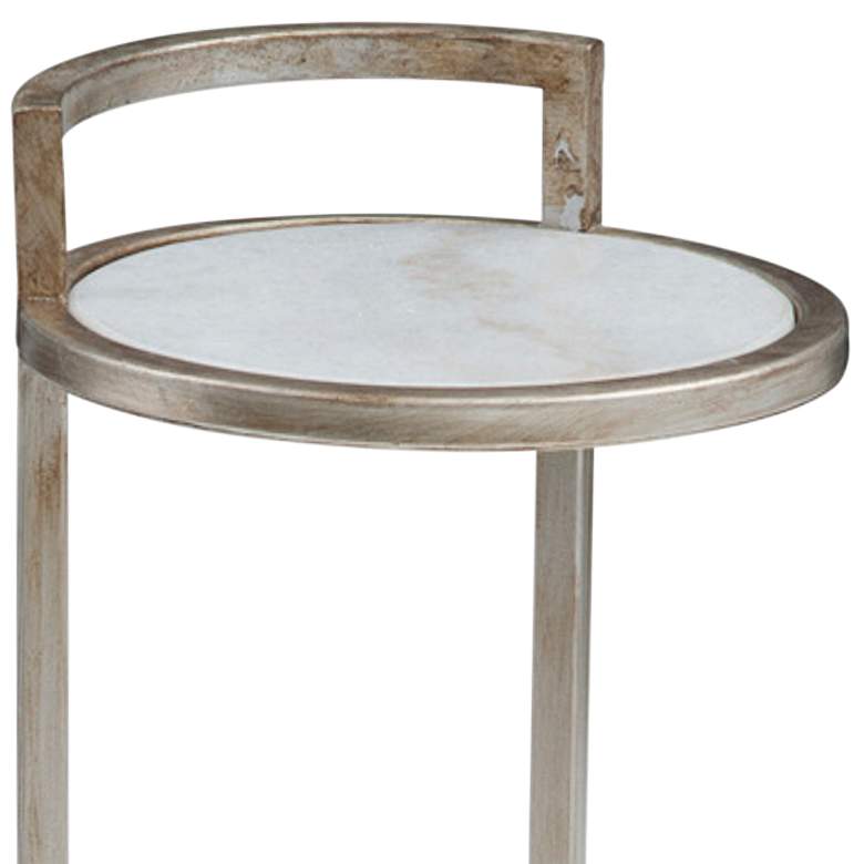 Image 2 Surrey 10" Wide Silver Steel and White Marble Scatter Table more views