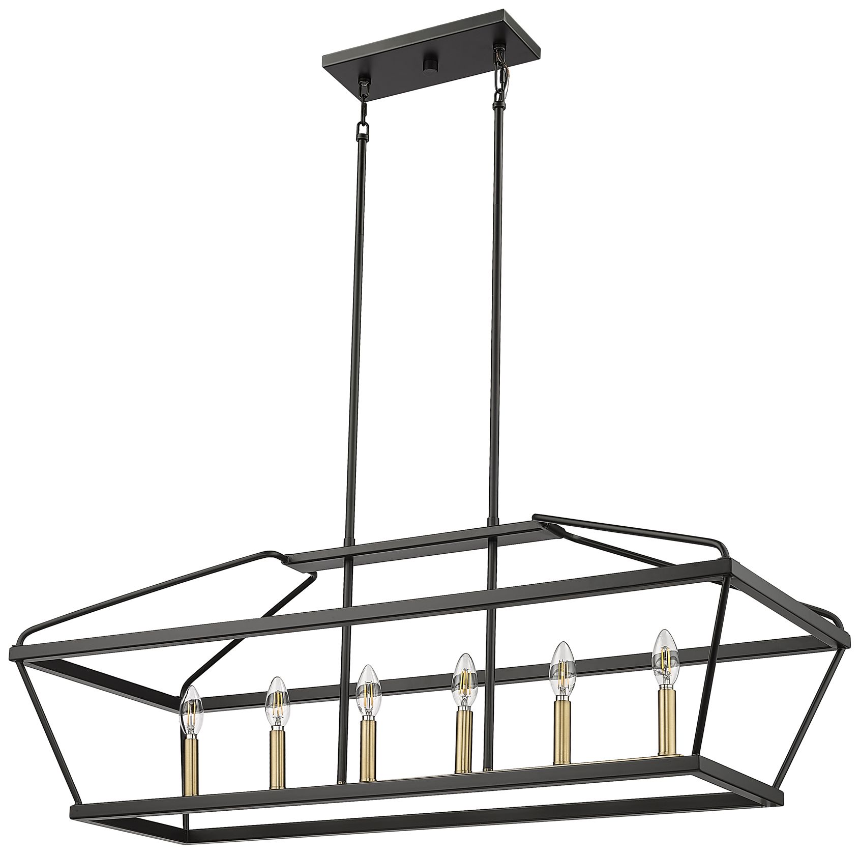 Image 2 Surrey 42" Wide Black and Brass 6-Light Linear Chandelier more views