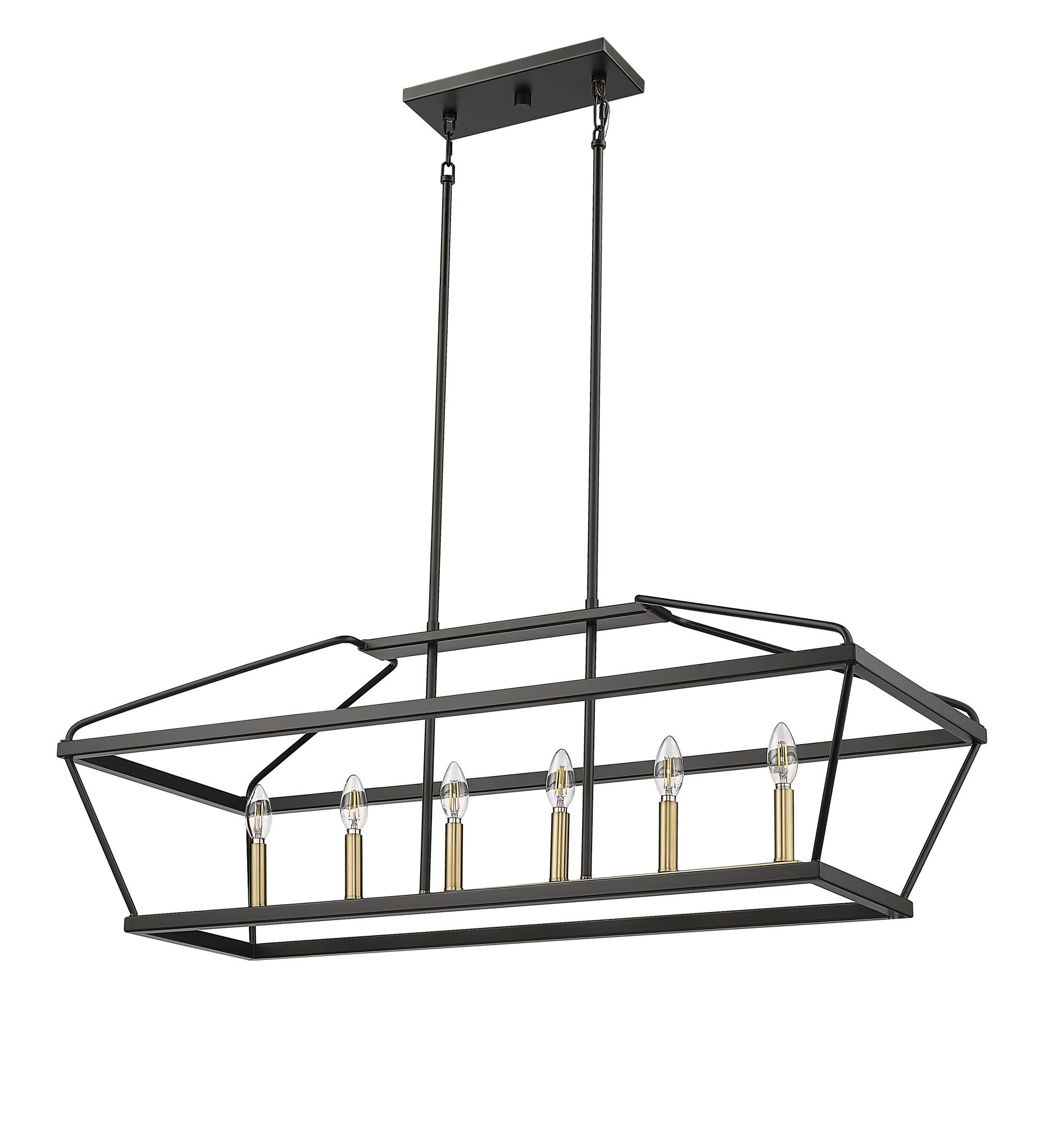 Image 5 Surrey 42" Wide Black and Brass 6-Light Linear Chandelier more views