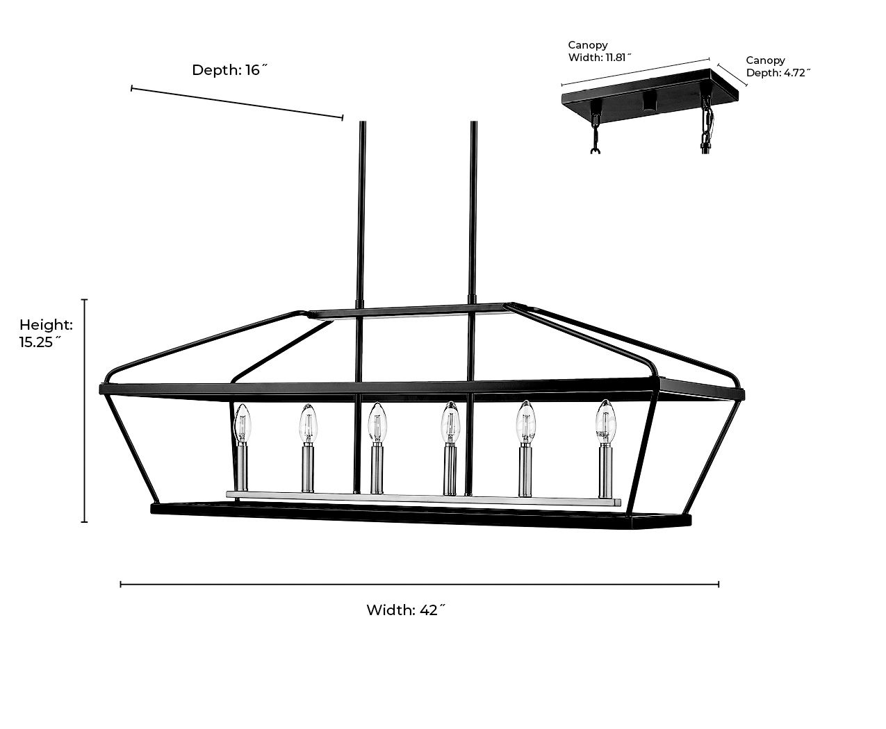 Image 7 Surrey 42" Wide Black and Brass 6-Light Linear Chandelier more views