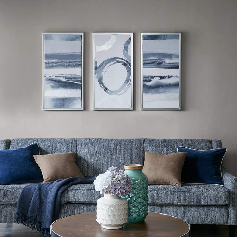 Image 1 Surrounding 31 1/2 inchH 3-Piece Framed Canvas Wall Art Set