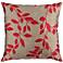 Surya 18" Square Beige and Red Leaf Throw Pillow