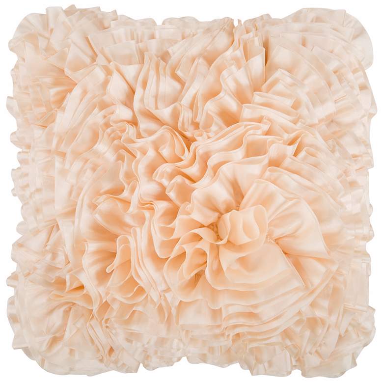 Image 1 Surya 18 inch Square Ecru Ivory Ruffled Accent Pillow