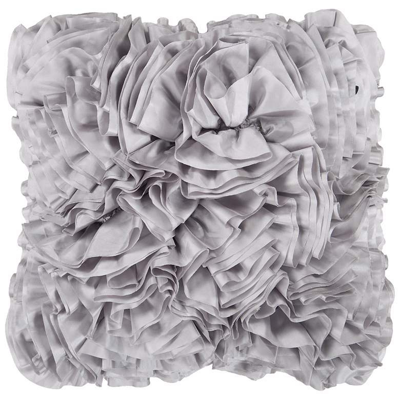 Image 1 Surya 18" Square Flint Gray Ruffled Accent Pillow