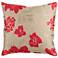 Surya 18" Square Floral Red and Beige Throw Pillow