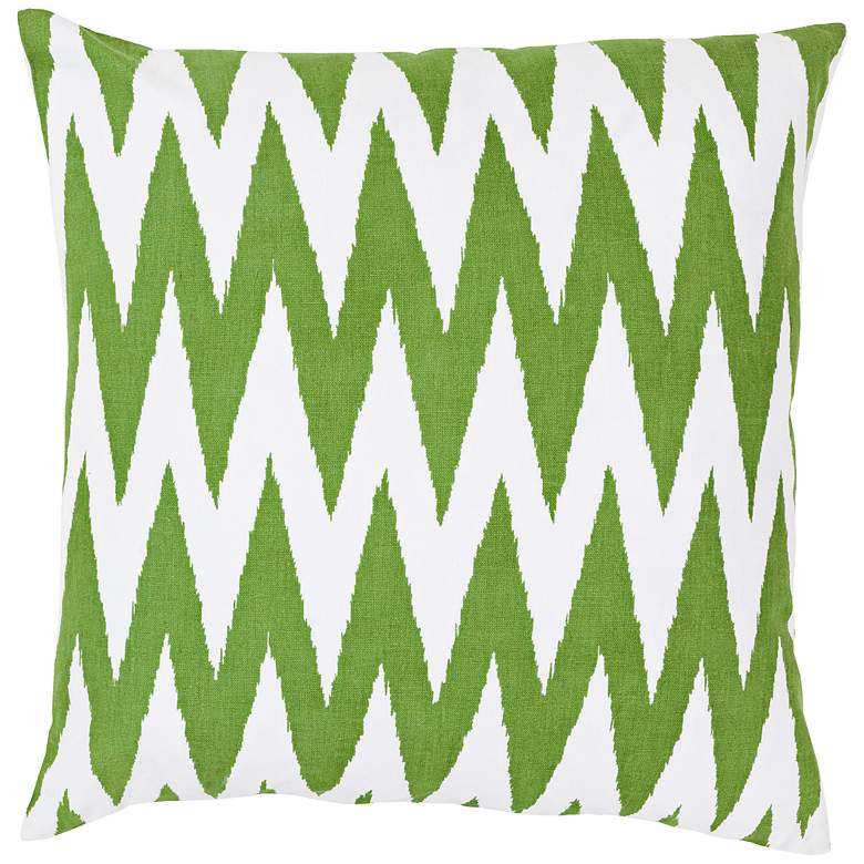 Image 1 Surya 18 inch Square Ivory and Green Chevron Decorative Pillow