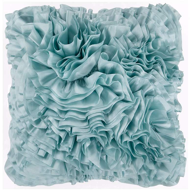 Image 1 Surya 18 inch Square Light Blue Haze Ruffled Accent Pillow