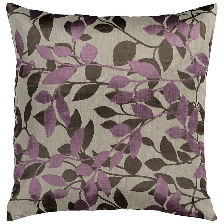 Image 1 Surya 18 inch Square Oyster Gray and Plum Throw Pillow