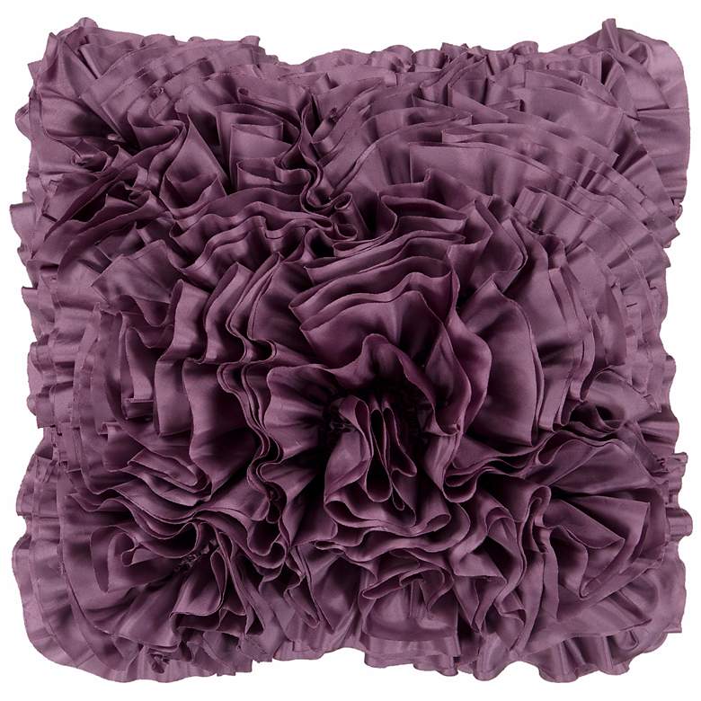 Surya 18&quot; Square Purple Plum Ruffled Accent Pillow
