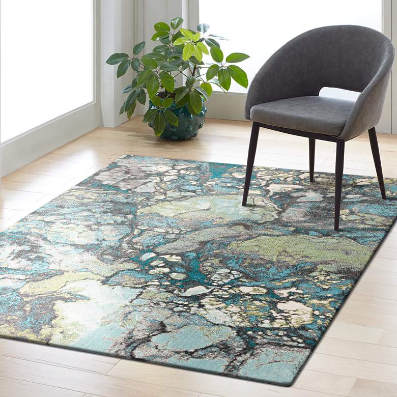 Image 1 Surya Aberdine 5'2"x7'6" Teal Blue and Gray Area Rug