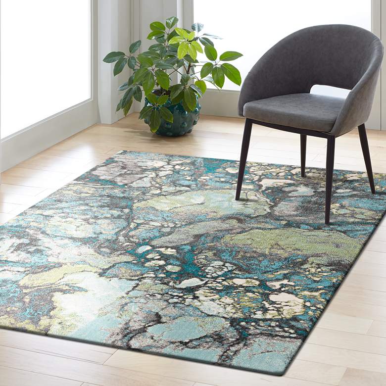 Image 1 Surya Aberdine 5&#39;2 inchx7&#39;6 inch Teal Blue and Gray Area Rug