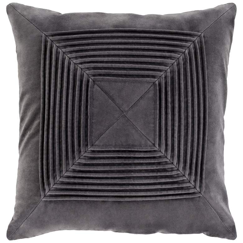 Image 1 Surya Akira Charcoal Velvet 18 inch Square Decorative Pillow