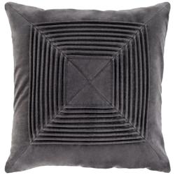 Surya Akira Charcoal Velvet 18&quot; Square Decorative Pillow