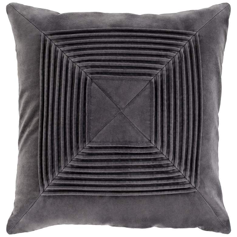 Surya Akira Charcoal Velvet 20&quot; Square Decorative Pillow