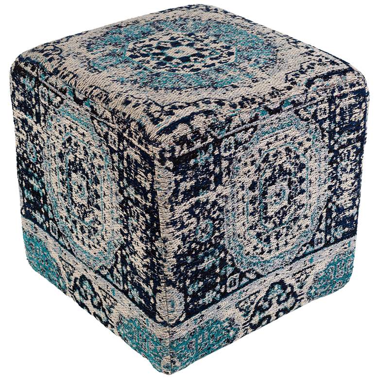 Image 1 Surya Amsterdam Navy and Light Gray Woven Pouf Ottoman