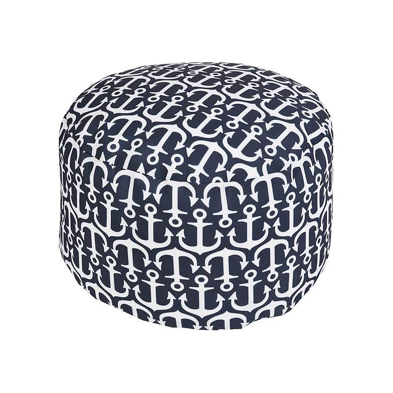 Image 1 Surya Anchors India Ink Navy Round Pouf Ottoman
