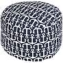 Surya Anchors India Ink Navy Round Pouf Ottoman