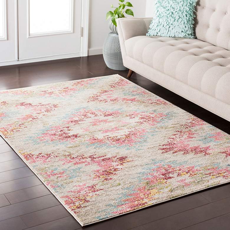 Image 1 Surya Anika 5'3"x7'3" Bright Pink and Beige Area Rug