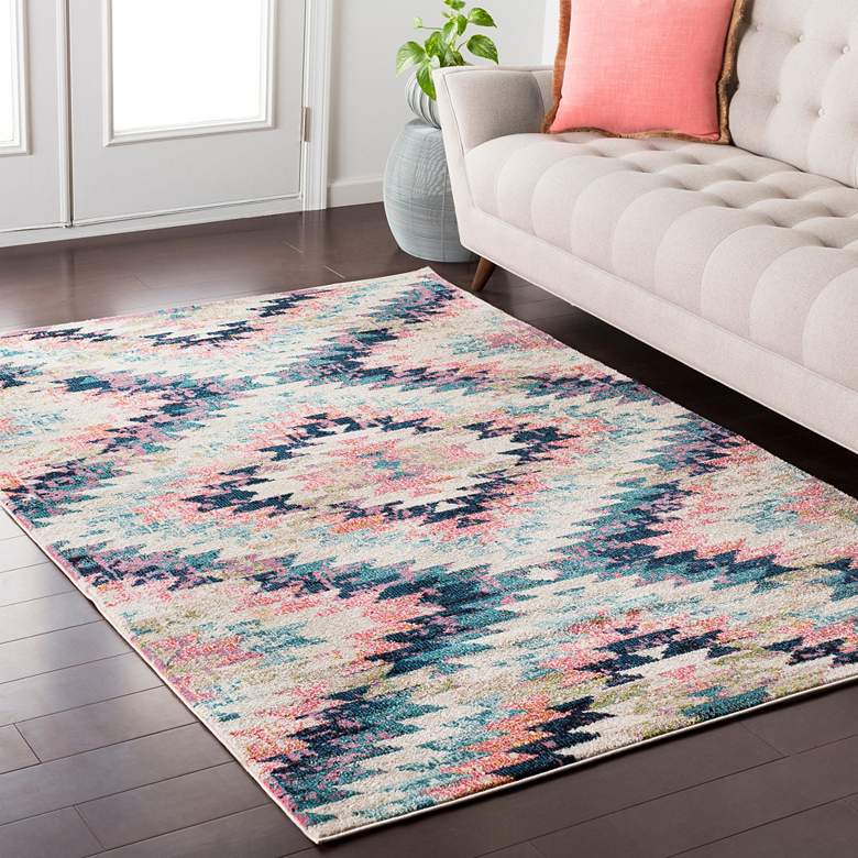 Image 1 Surya Anika 5'3"x7'3" Dark Blue and Bright Pink Area Rug