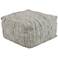 Surya Anthracite Striped Leather Cube Pouf