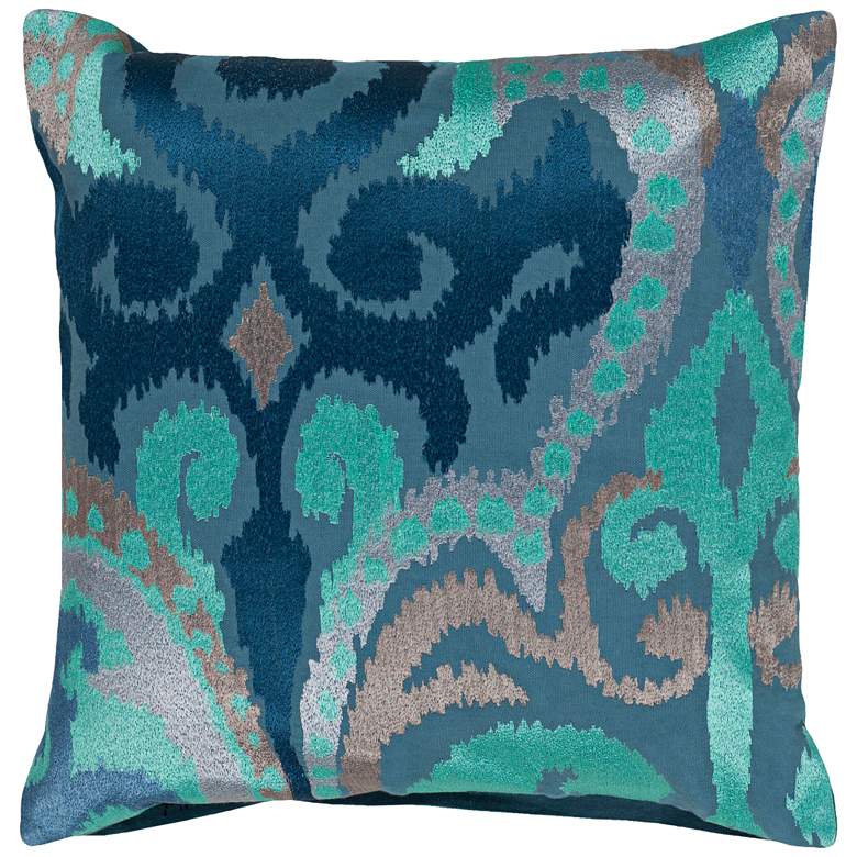 Image 1 Surya Ara Lilac and Aqua 20 inch Square Decorative Throw Pillow