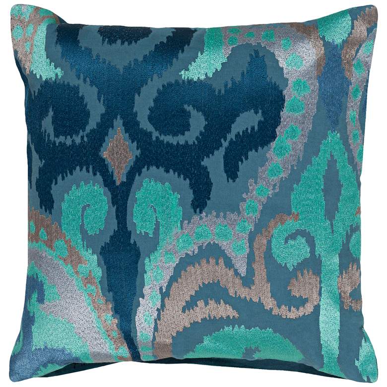 Image 1 Surya Ara Lilac and Aqua 20" Square Decorative Throw Pillow