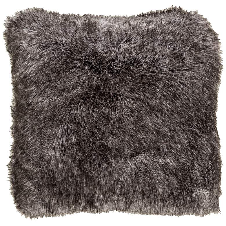 Image 1 Surya Asena White and Black Faux Fur 20" Square Thow Pillow