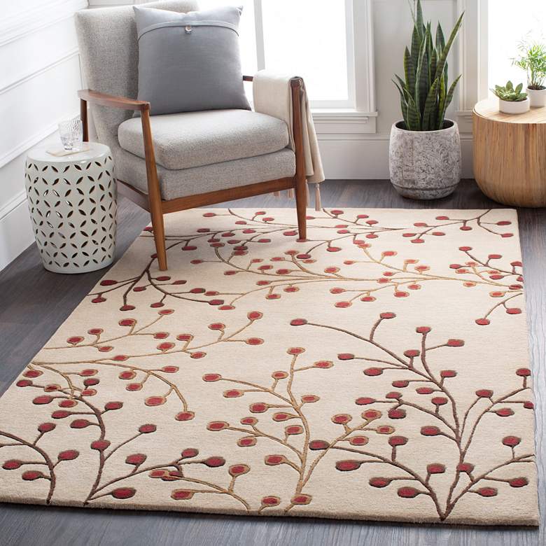 Image 1 Surya Athena ATH-5053 5&#39;x8&#39; Burgundy and Camel Area Rug