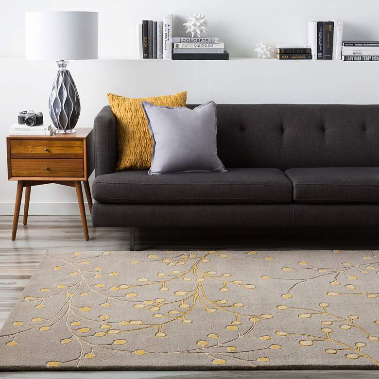 Image 1 Surya Athena ATH-5060 5'x8' Taupe and Mustard Area Rug