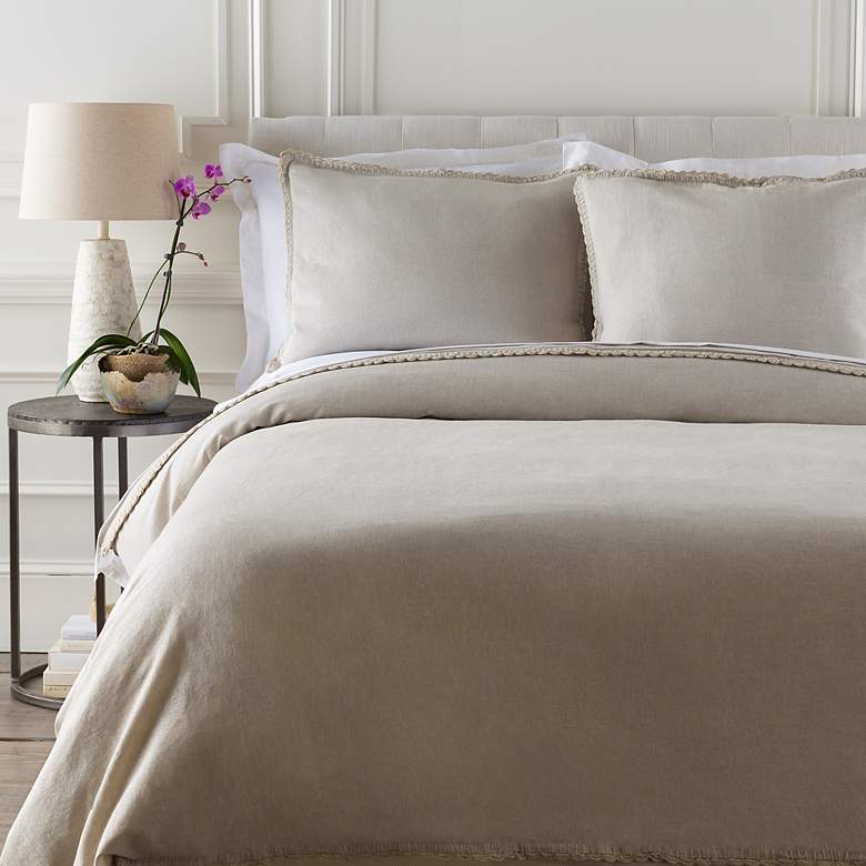 Image 1 Surya Audrey Solid Neutral Linen Cotton Full/Queen Duvet Set