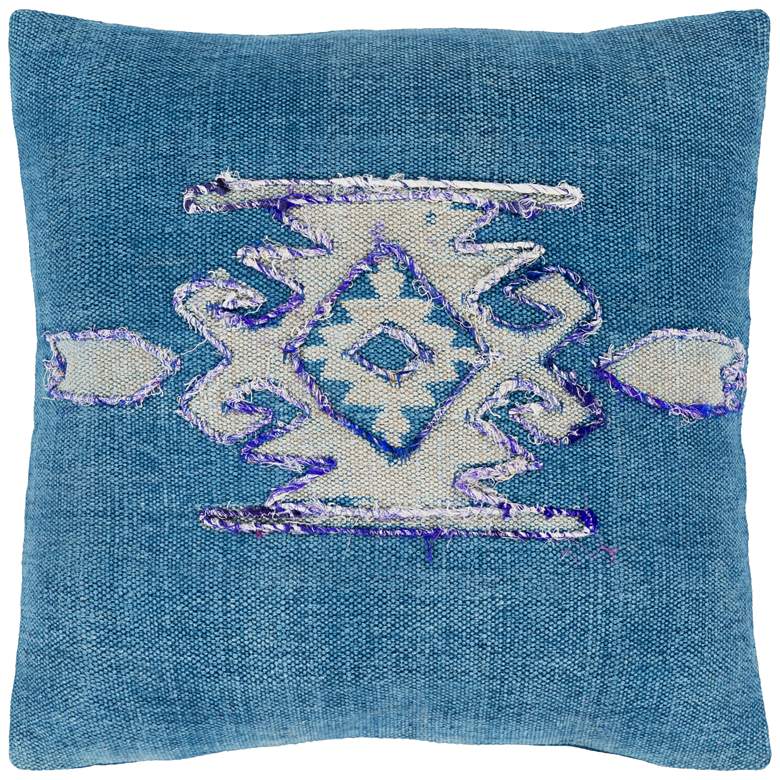Image 1 Surya Batu Dark Blue and Cream 20 inch Square Throw Pillow