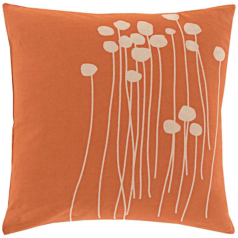 Image 1 Surya Blooming Buds Coral 18 inch Square Throw Pillow