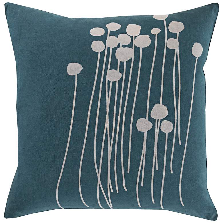 Image 1 Surya Blooming Buds Dark Green 18" Square Throw Pillow