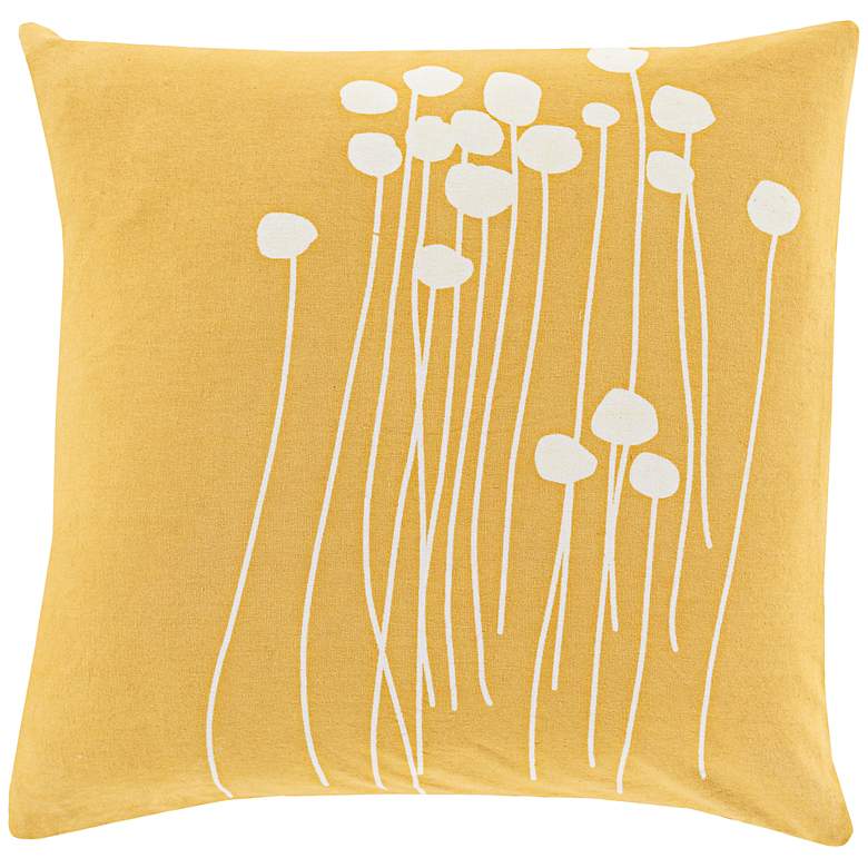 Image 1 Surya Blooming Buds Gold 18 inch Square Throw Pillow
