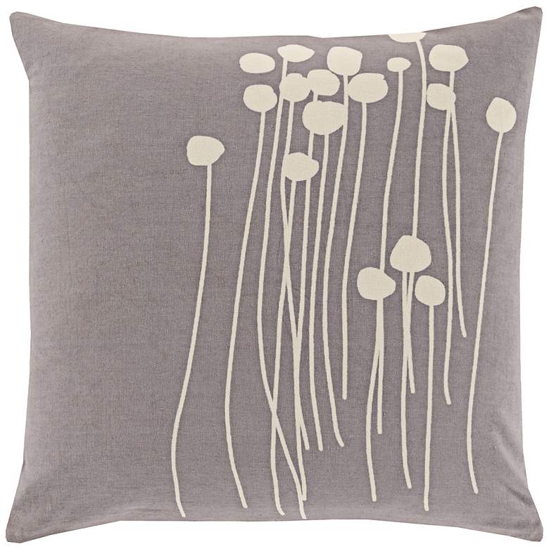 Image 1 Surya Blooming Buds Gray 18 inch Square Throw Pillow