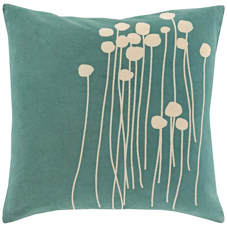 Image 1 Surya Blooming Buds Green 18 inch Square Throw Pillow