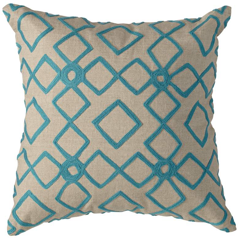 Image 1 Surya Blue and Cream 18 inch Square Decorative Pillow