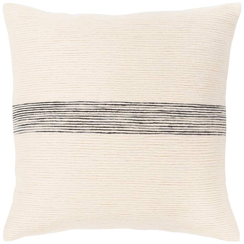 Image 2 Surya Carine Cream and Black 18" Square Decorative Pillow
